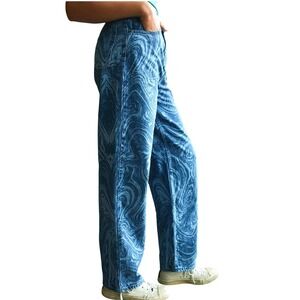 Wild Fable Jeans Womens 8/29 High Rise Wide Leg Baggy Blue Psychedelic Swirl